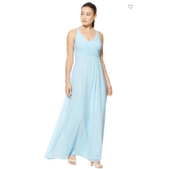 Bill Levkoff Halle Chiffon A Line Princess Dress Light Blue Size 10 - Picture 1 of 10